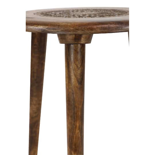 22" Brown Mango Wood Traditional Accent Table